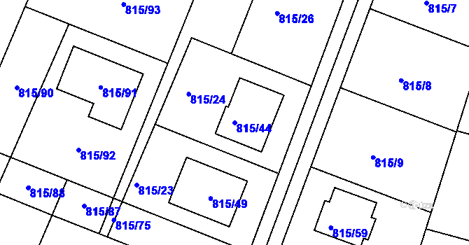 Parcela st. 815/44 v KÚ Litvínovice, Katastrální mapa