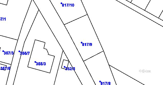 Parcela st. 817/9 v KÚ Litvínovice, Katastrální mapa
