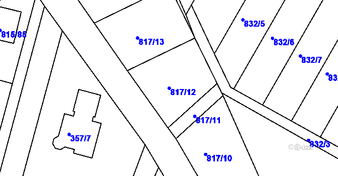 Parcela st. 817/12 v KÚ Litvínovice, Katastrální mapa