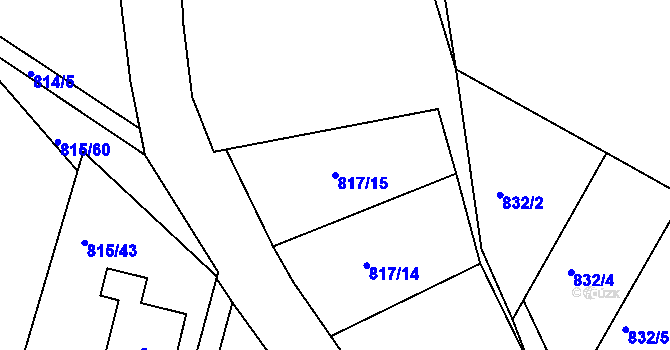 Parcela st. 817/15 v KÚ Litvínovice, Katastrální mapa