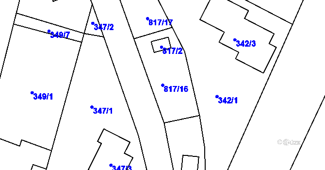 Parcela st. 817/16 v KÚ Litvínovice, Katastrální mapa