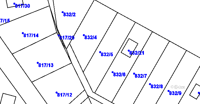 Parcela st. 832/5 v KÚ Litvínovice, Katastrální mapa