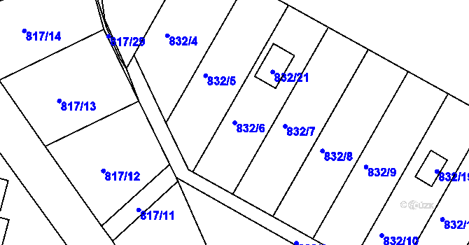 Parcela st. 832/6 v KÚ Litvínovice, Katastrální mapa