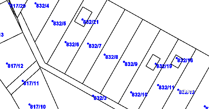 Parcela st. 832/8 v KÚ Litvínovice, Katastrální mapa