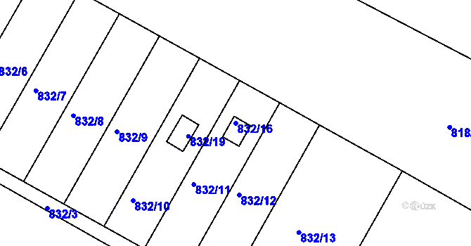 Parcela st. 832/16 v KÚ Litvínovice, Katastrální mapa