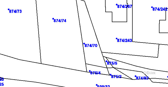 Parcela st. 874/70 v KÚ Litvínovice, Katastrální mapa