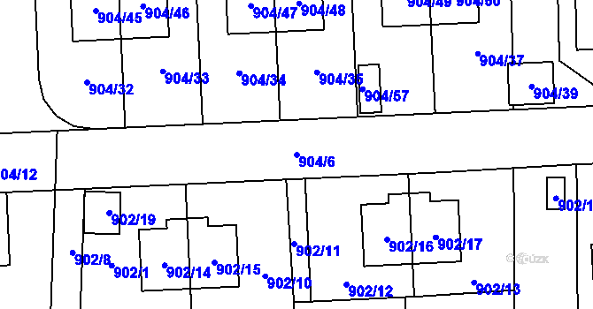 Parcela st. 904/6 v KÚ Litvínovice, Katastrální mapa
