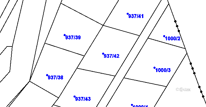 Parcela st. 937/42 v KÚ Litvínovice, Katastrální mapa