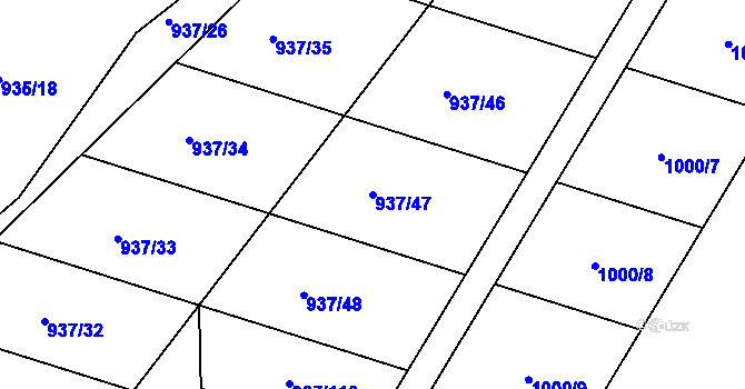 Parcela st. 937/47 v KÚ Litvínovice, Katastrální mapa