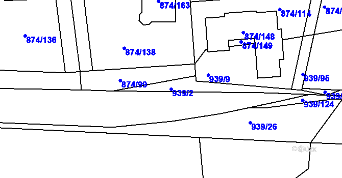 Parcela st. 939/2 v KÚ Litvínovice, Katastrální mapa