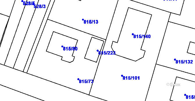 Parcela st. 815/223 v KÚ Litvínovice, Katastrální mapa