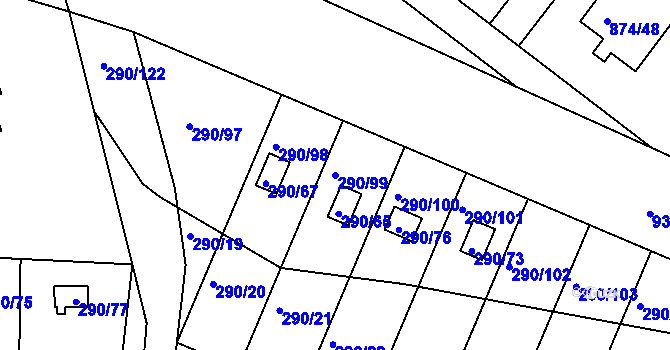 Parcela st. 290/99 v KÚ Litvínovice, Katastrální mapa