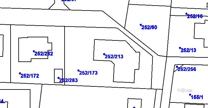 Parcela st. 252/213 v KÚ Litvínovice, Katastrální mapa