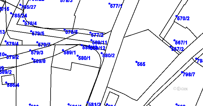 Parcela st. 580/2 v KÚ Litvínovice, Katastrální mapa