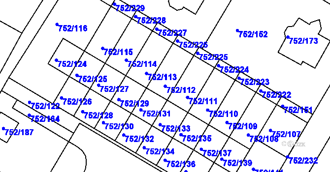Parcela st. 752/112 v KÚ Litvínovice, Katastrální mapa