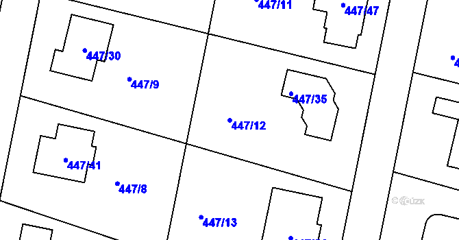Parcela st. 447/12 v KÚ Litvínovice, Katastrální mapa