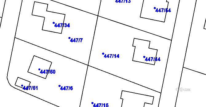 Parcela st. 447/14 v KÚ Litvínovice, Katastrální mapa