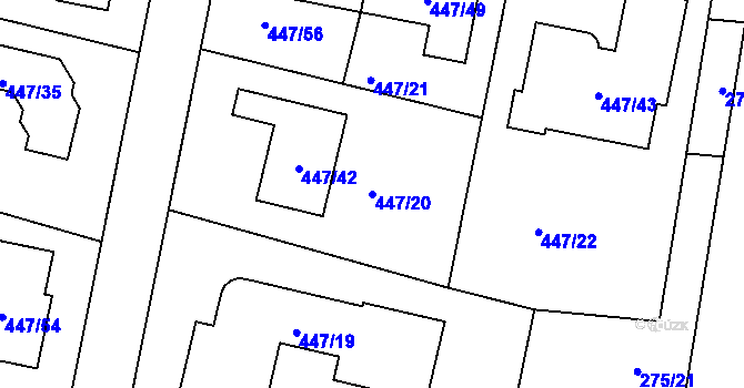 Parcela st. 447/20 v KÚ Litvínovice, Katastrální mapa