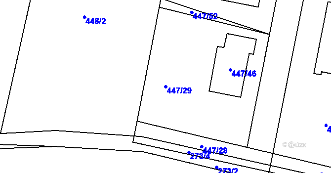 Parcela st. 447/29 v KÚ Litvínovice, Katastrální mapa
