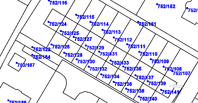 Parcela st. 752/131 v KÚ Litvínovice, Katastrální mapa