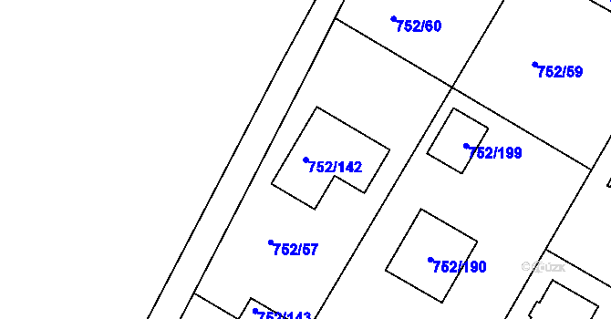 Parcela st. 752/142 v KÚ Litvínovice, Katastrální mapa