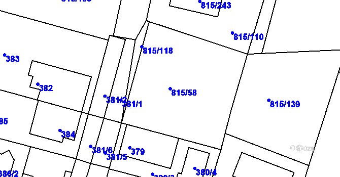 Parcela st. 815/58 v KÚ Litvínovice, Katastrální mapa
