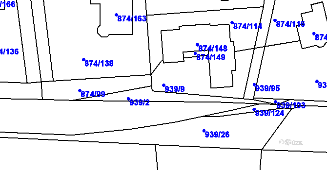 Parcela st. 939/9 v KÚ Litvínovice, Katastrální mapa
