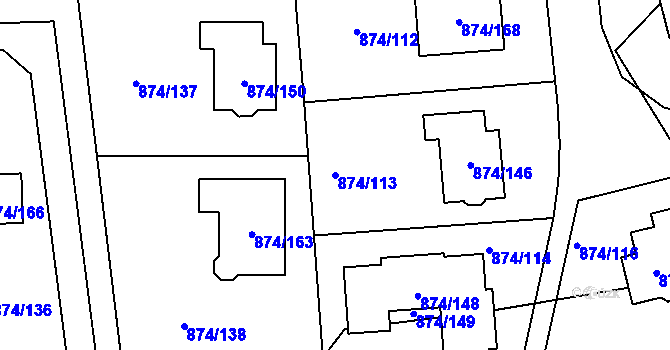 Parcela st. 874/113 v KÚ Litvínovice, Katastrální mapa