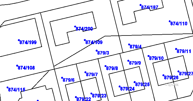 Parcela st. 879/3 v KÚ Litvínovice, Katastrální mapa