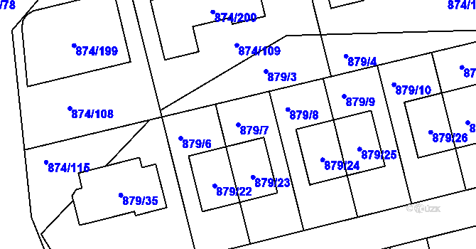 Parcela st. 879/7 v KÚ Litvínovice, Katastrální mapa