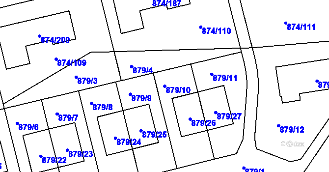 Parcela st. 879/10 v KÚ Litvínovice, Katastrální mapa