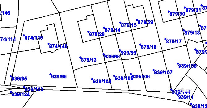 Parcela st. 939/98 v KÚ Litvínovice, Katastrální mapa