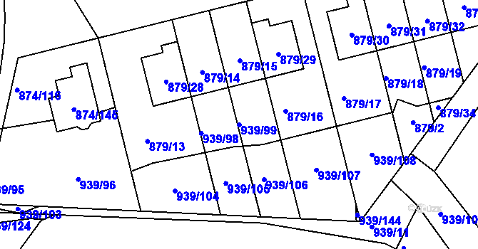 Parcela st. 939/99 v KÚ Litvínovice, Katastrální mapa