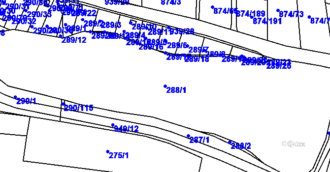 Parcela st. 288/1 v KÚ Litvínovice, Katastrální mapa