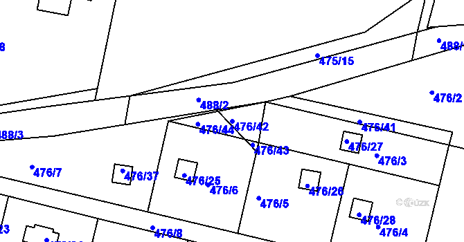Parcela st. 476/42 v KÚ Litvínovice, Katastrální mapa