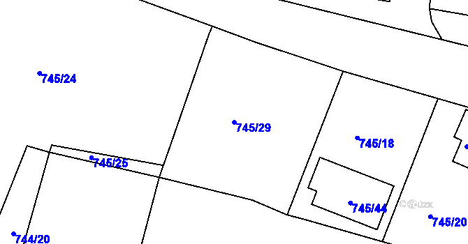 Parcela st. 745/29 v KÚ Litvínovice, Katastrální mapa