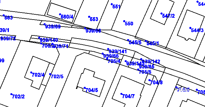 Parcela st. 939/66 v KÚ Litvínovice, Katastrální mapa