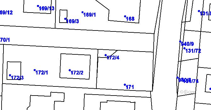 Parcela st. 172/4 v KÚ Litvínovice, Katastrální mapa