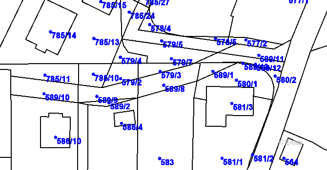 Parcela st. 589/8 v KÚ Litvínovice, Katastrální mapa