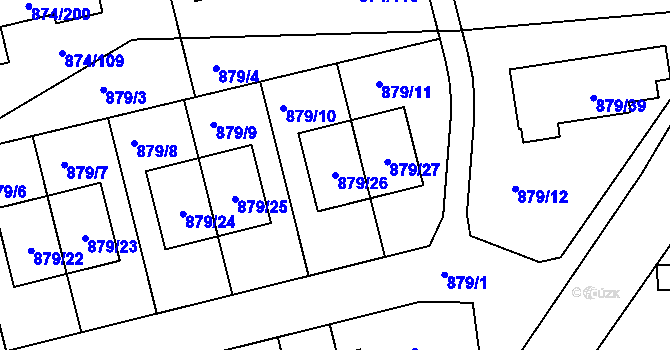 Parcela st. 879/26 v KÚ Litvínovice, Katastrální mapa
