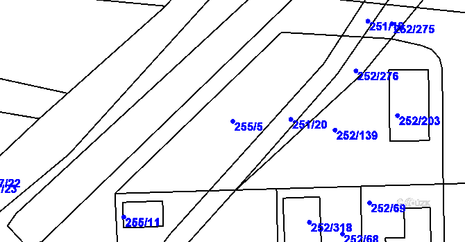 Parcela st. 255/5 v KÚ Litvínovice, Katastrální mapa
