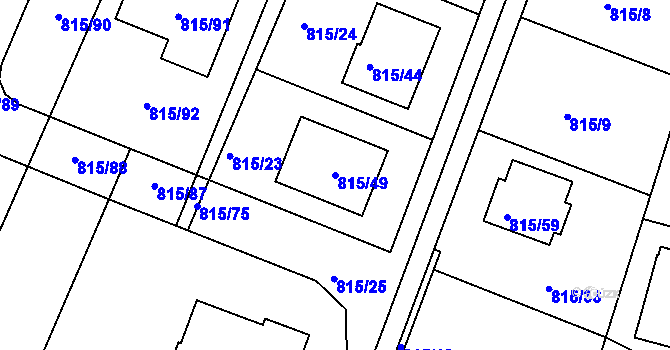 Parcela st. 815/49 v KÚ Litvínovice, Katastrální mapa