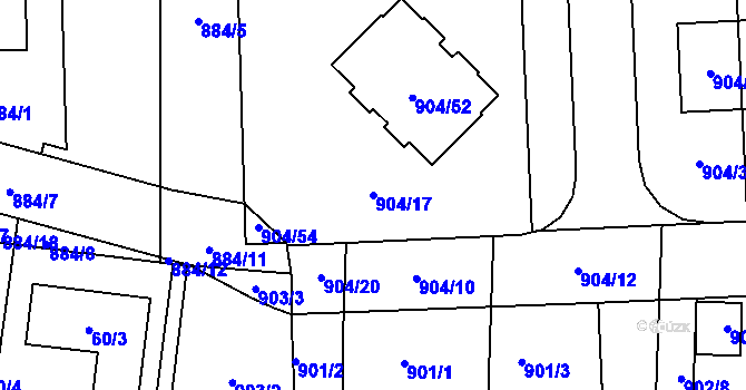Parcela st. 904/17 v KÚ Litvínovice, Katastrální mapa