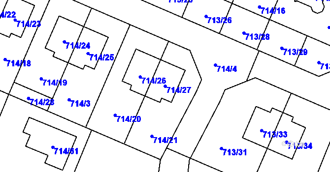 Parcela st. 714/27 v KÚ Litvínovice, Katastrální mapa