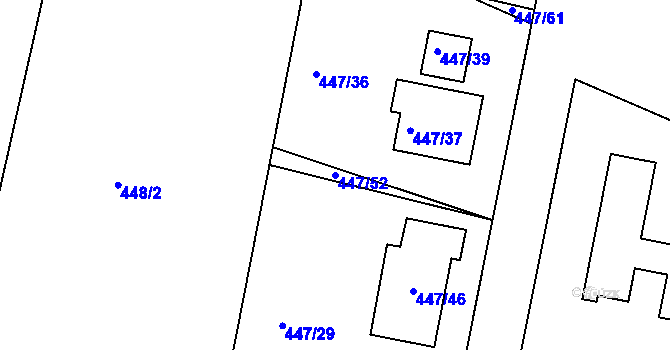 Parcela st. 447/52 v KÚ Litvínovice, Katastrální mapa