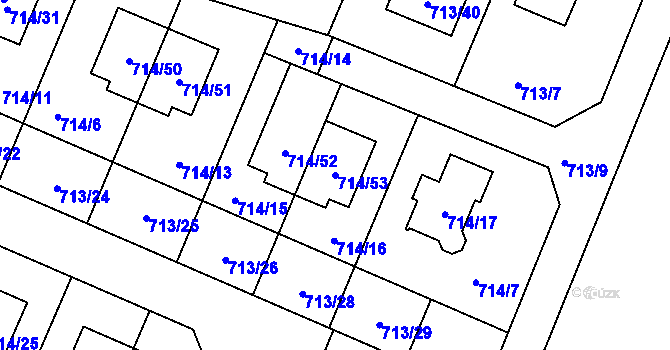 Parcela st. 714/53 v KÚ Litvínovice, Katastrální mapa