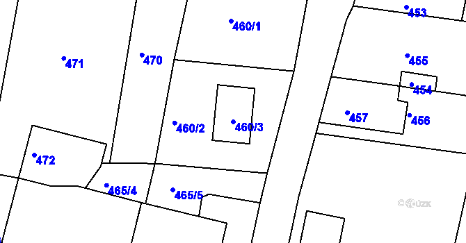 Parcela st. 460/3 v KÚ Litvínovice, Katastrální mapa