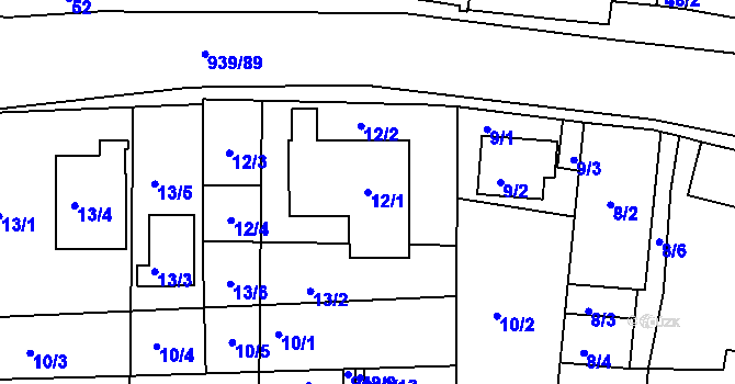 Parcela st. 12/1 v KÚ Litvínovice, Katastrální mapa
