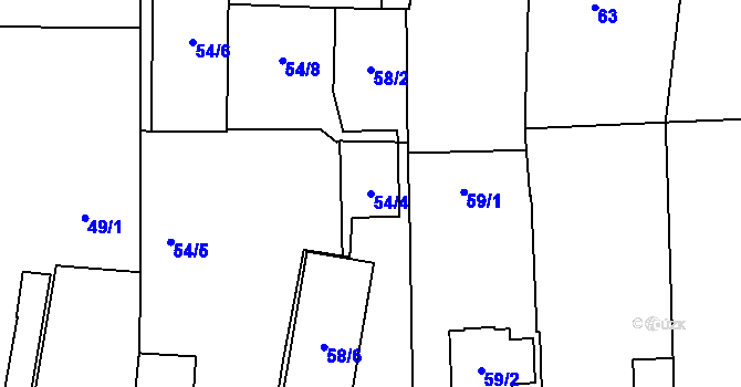 Parcela st. 54/4 v KÚ Litvínovice, Katastrální mapa