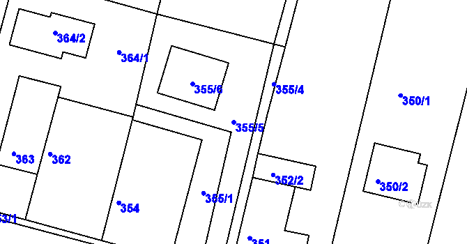 Parcela st. 355/5 v KÚ Litvínovice, Katastrální mapa